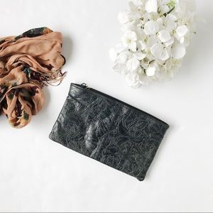 Textured Paisley Clutch Black Bag